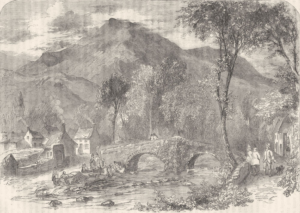 WALES. Beddgelert 1850 old antique vintage print picture
